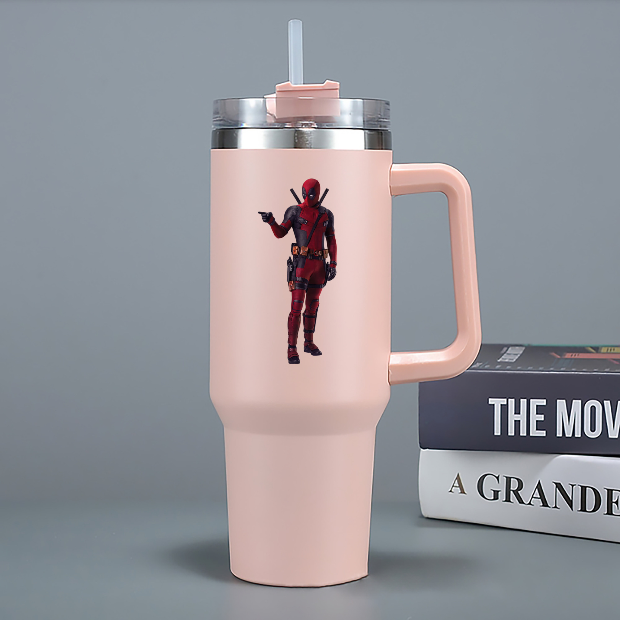 （画像用） Deadpool デッドプール 1200mL車用タンブラー - クリスタルステッカー（プラスチックストロー付き）